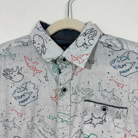 Craft Flow Little Boy’s Size 7 White Multi Color Dinosaur Shark Print Shirt - Picture 4 of 8